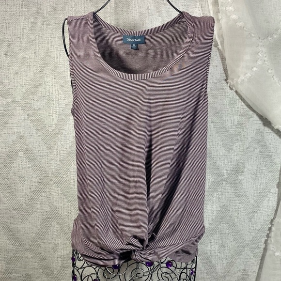 Modcloth striped scoop neck front knot tank top size M - Picture 1 of 7